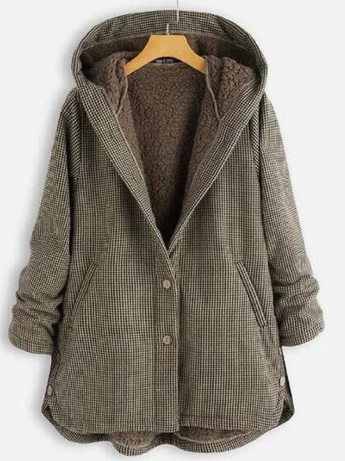 Hooded Loose Fashion Cotton Blends Pattern Coat (Style V102484)