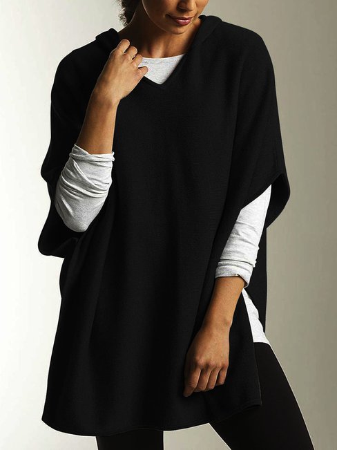 Midi Loose Fashion Plain Polyester Sweater (Style V102512)