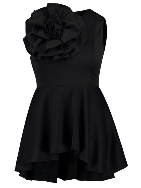 Round Neck Midi Slim Plain Patchwork Blouse (Style V200182)