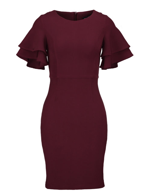 Bodycon Round Neck Plain Patchwork Bodycon Dresses (Style V200425)