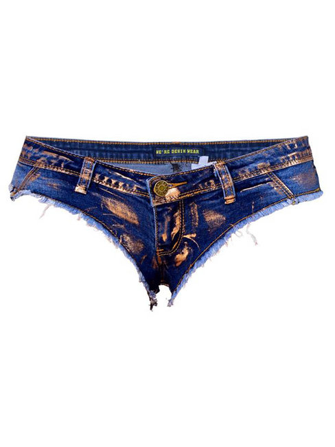 Slim Patchwork Denim Shorts (Style V200442)