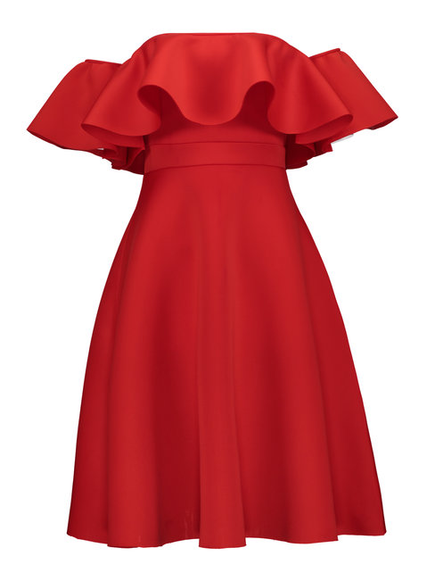 A-line Off The Shoulder Plain Backless Knee Length Dresses (Style V200499)