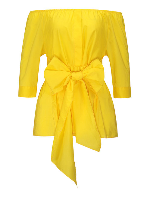 Off The Shoulder Standard Slim Plain Backless Blouse (Style V200587)