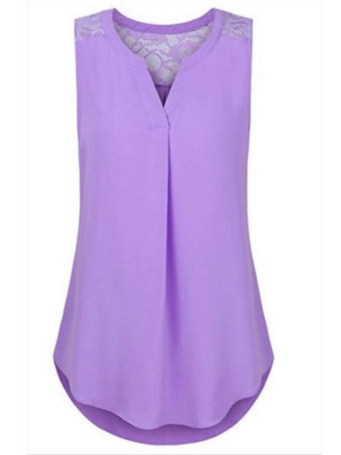 V-neck Midi Straight Patchwork Blouse (Style V200606)