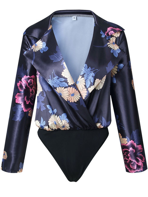 Mini Slim Western Floral Patchwork Jumpsuit (Style V200620)