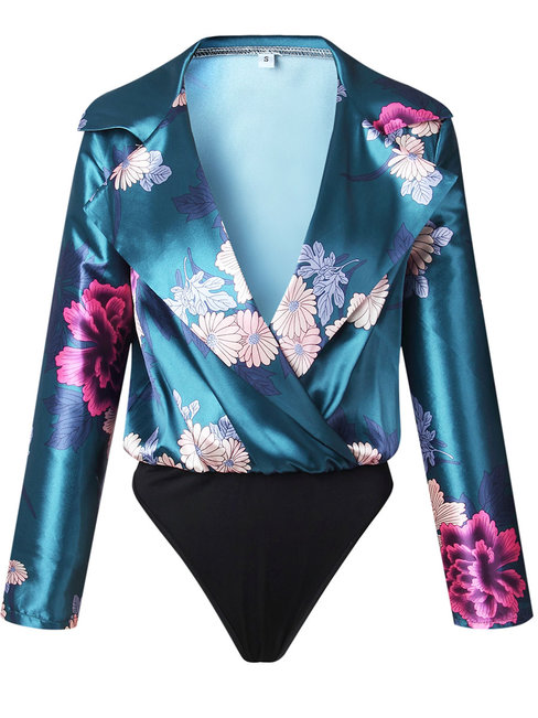 Mini Slim Western Floral Patchwork Jumpsuit (Style V200620)