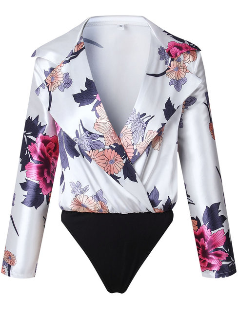 Mini Slim Western Floral Patchwork Jumpsuit (Style V200620)