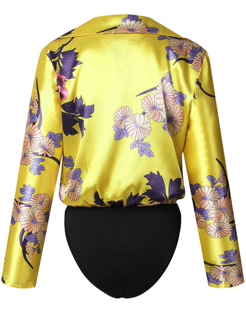 Mini Slim Western Floral Patchwork Jumpsuit (Style V200620)