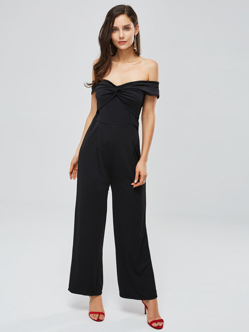 Maxi Slim Elegant Plain Backless Jumpsuit (Style V200646)