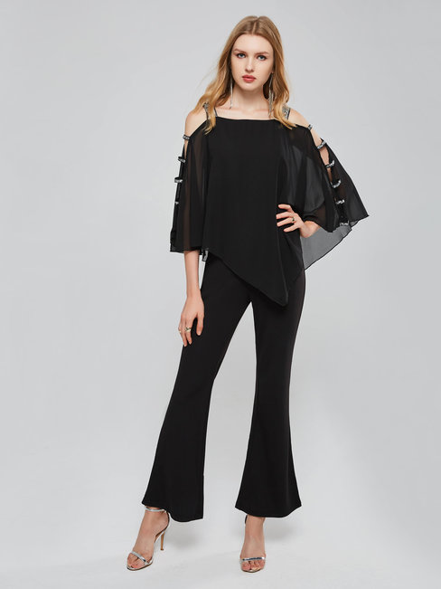 Maxi Slim Western Plain Patchwork Jumpsuit (Style V200651)