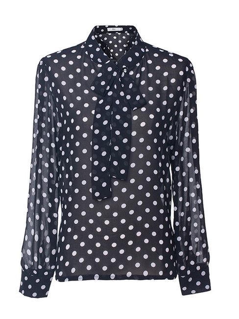Standard Straight Western Polka Dot Pattern Blouse (Style V200655)
