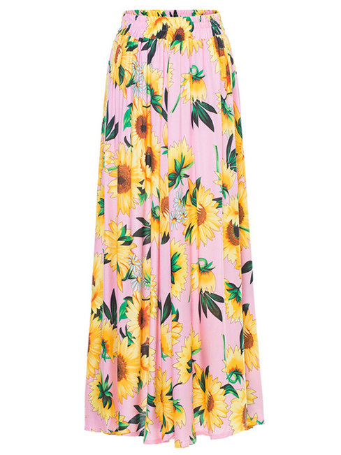 Ankle Length Fit and Flare Sweet Viscose Floral Skirt (Style V200709)