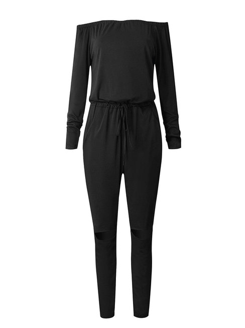 Maxi Skinny Western Plain Polyester Jumpsuit (Style V200710)