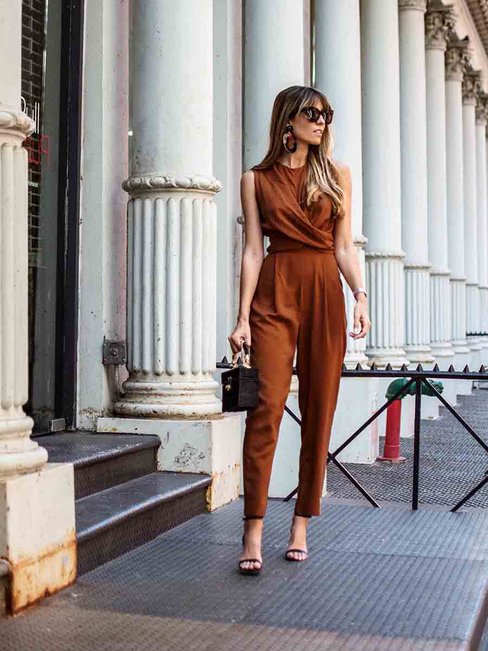 Maxi Slim Plain Polyester Backless Jumpsuit (Style V200736)