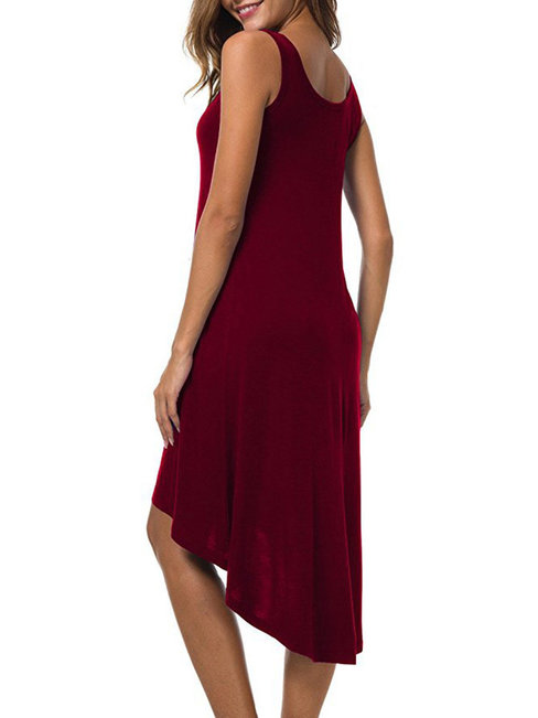 Casual Asymmetrical Round Neck Plain Asymmetrical Casual Dresses (Style V200819)