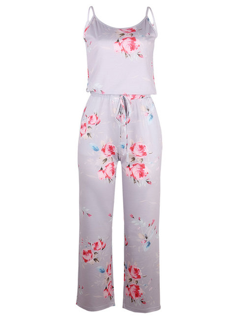 Maxi Loose Floral Polyester Backless Jumpsuit (Style V200823)