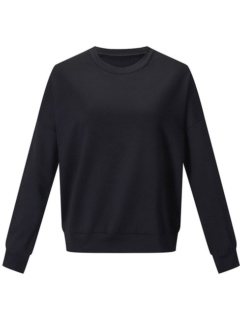 Round Neck Standard Loose Casual Plain Hoodie (Style V200865)