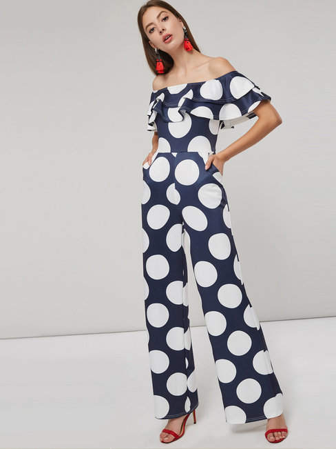 Maxi Slim Western Spandex Cascading Ruffle Jumpsuit (Style V200938)