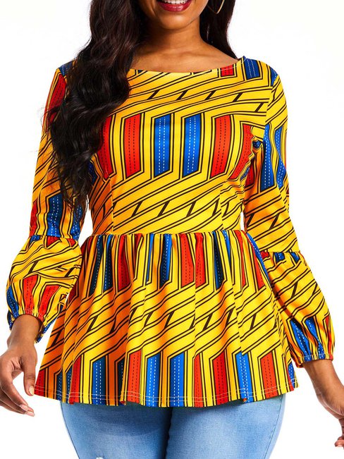 Standard Slim Casual Striped Pattern Blouse (Style V201078)