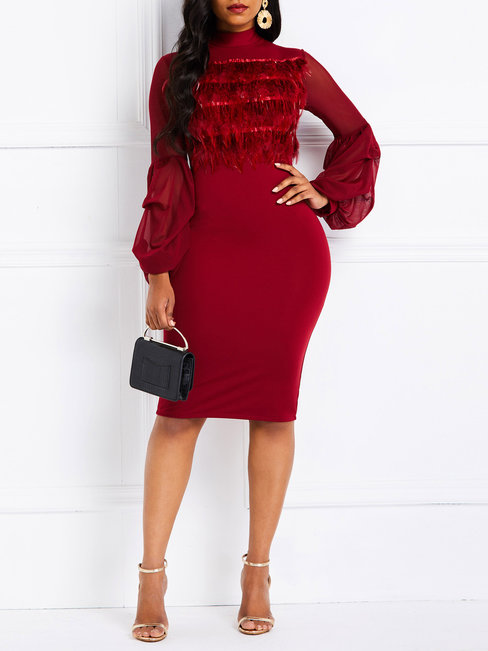 Bodycon Plain Tulle Knee Length Dresses (Style V201106)