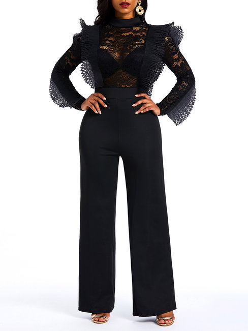 Maxi Slim Casual Plain Patchwork Jumpsuit (Style V201192)