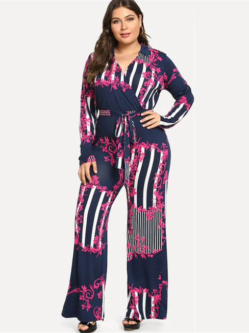 Maxi Slim Casual Floral Cotton Jumpsuit (Style V201261)