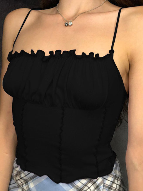 Short Slim Sexy Plain Polyester Tank Top (Style V201312)