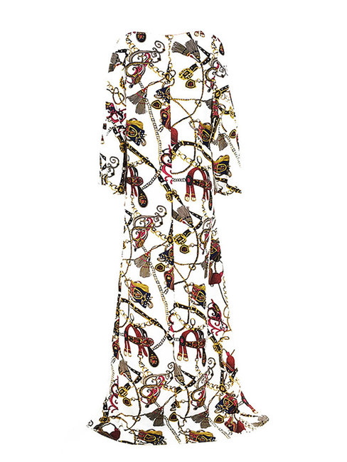 Round Neck Slim Tribal Polyester Asymmetrical Blouse (Style V201536)