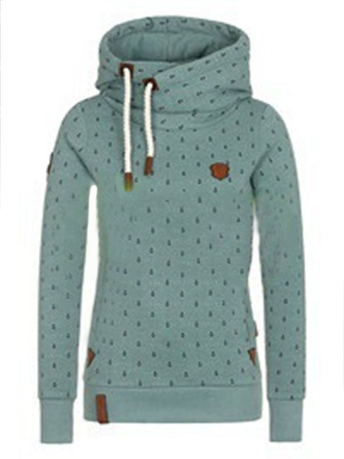 Hooded Straight Casual Polyester Pattern Hoodie (Style V201649)