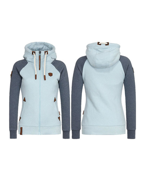 Hooded Straight Casual Polyester Patchwork Hoodie (Style V201681)