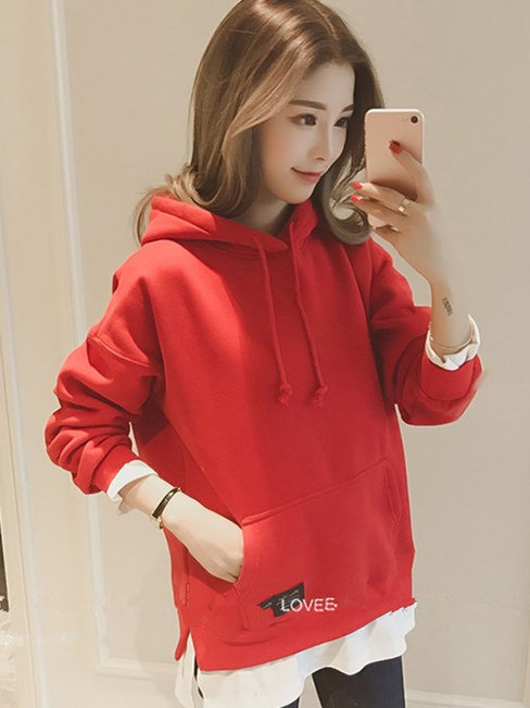 Short Loose Elegant Cotton Patchwork Hoodie (Style V201748)