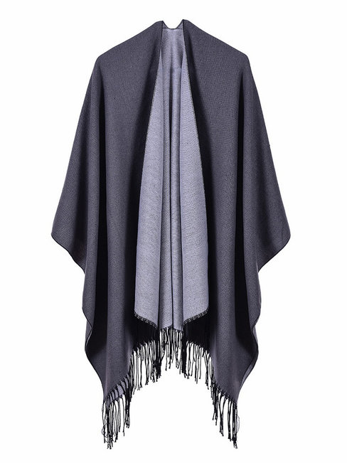 Elegant Plain Cashmere Tassel Cape (Style V201923)