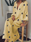 Oversized Shift Deep V Neck Polka Dot Cotton Casual Dresses (Style V100005)