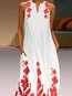 Bohemian Notched Printed Pattern Cotton Maxi Dresses (Style V100018)