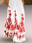 Bohemian Notched Printed Pattern Cotton Maxi Dresses (Style V100018)