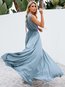 Wrap Deep V Neck Solid Color Ruffle Cotton Maxi Dresses (Style V100035)