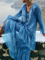 Shift V-neck Solid Color Ruffle Polyester Maxi Dresses (Style V100037)