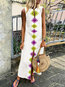 Bohemian Straight Notched Argyle Polyester Maxi Dresses (Style V100042)