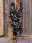 Beach Straight Printed Pattern Linen Maxi Dresses (Style V100046)