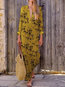 Beach Straight Printed Pattern Linen Maxi Dresses (Style V100046)