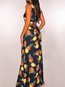 A-line Scoop Neck Fruit&Vegetable Pattern Dacron Maxi Dresses (Style V100060)