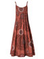 Beach Spaghetti Strap Printed Ruffle Cotton Casual Dresses (Style V100064)