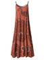 Beach Spaghetti Strap Printed Ruffle Cotton Casual Dresses (Style V100064)