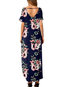 Beach V-neck Printed Pattern Polyester Maxi Dresses (Style V100065)