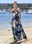 Beach Wrap Spaghetti Strap Plants Acrylic Maxi Dresses (Style V100066)