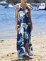 Beach Wrap Spaghetti Strap Plants Acrylic Maxi Dresses (Style V100066)