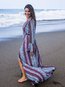 Beach Wrap V-neck Pattern Chiffon Maxi Dresses (Style V100072)