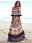 Beach A-line Printed Pattern Polyester Maxi Dresses (Style V100078)