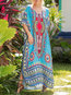 Beach Shift Printed Pattern Chiffon Maxi Dresses (Style V100089)