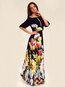 Beach A-line Off The Shoulder Printed Pattern Maxi Dresses (Style V100094)